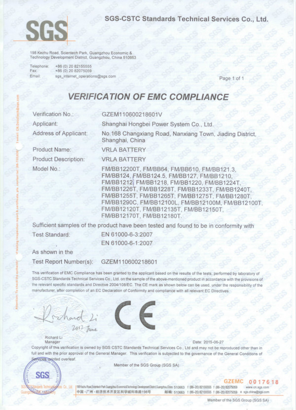 SGS-CE证书